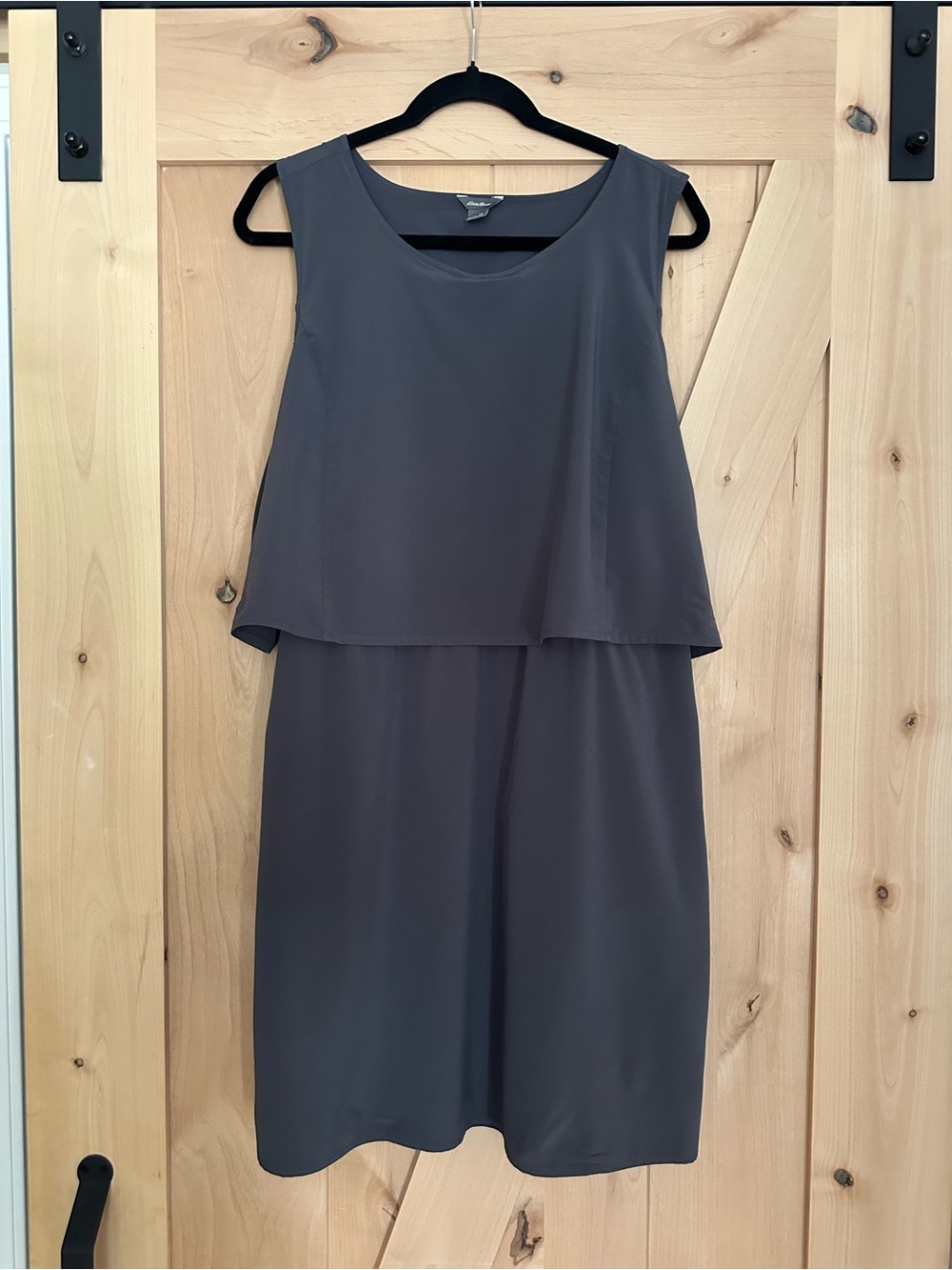 Eddie Bauer Charcoal Sleeveless Layered Midi Dress, XL